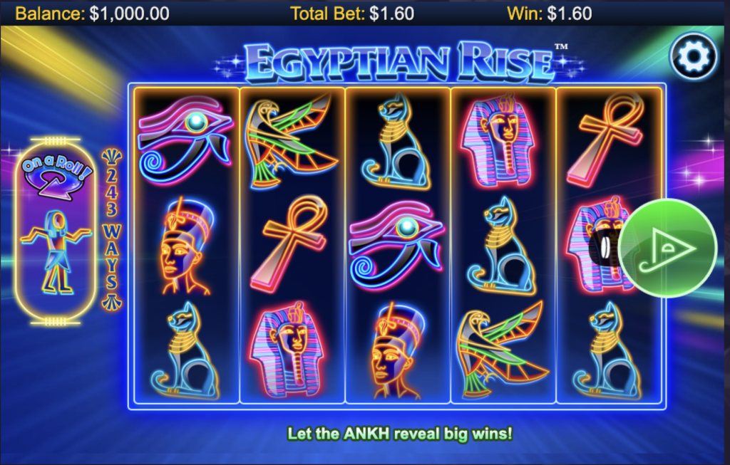 Screenshot of the online slot game Egyptian Rise